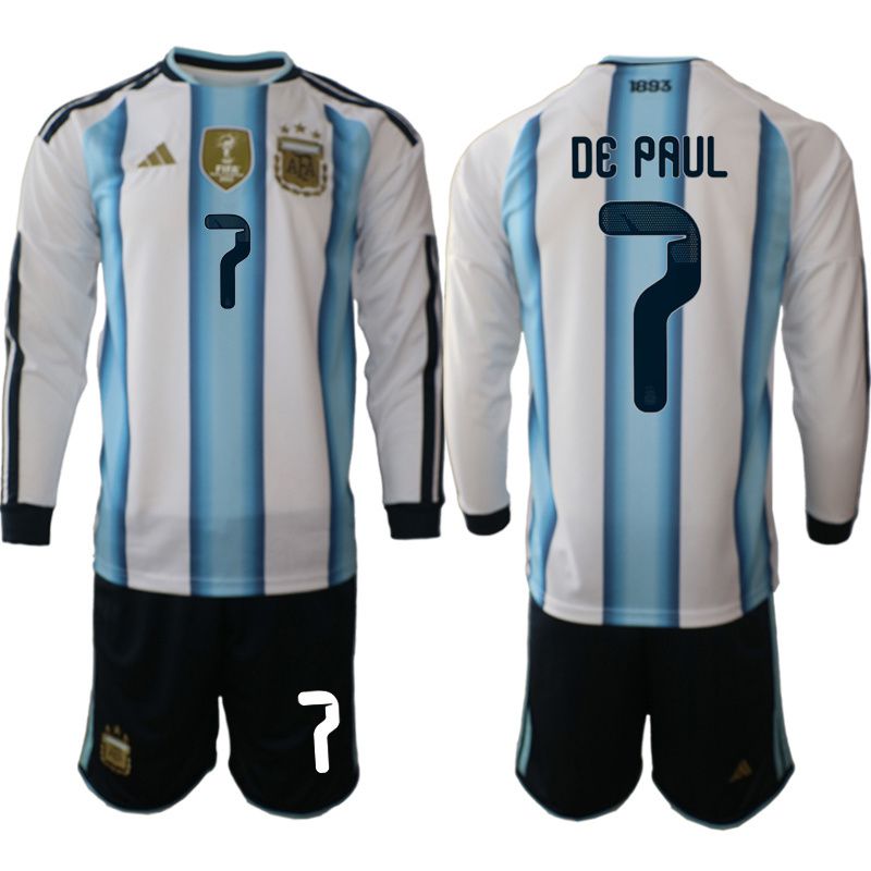 Men 2026 World Cup National Team Argentina home blue #7 long sleeve Soccer Jersey->argentina jersey->Soccer Country Jersey
